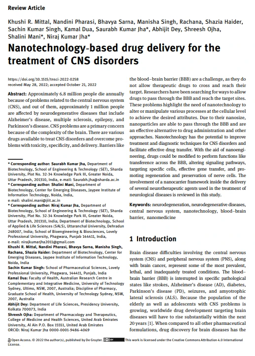 Nanotechnology-based drug delivery for the treatment of CNS disorders Nanotechnology,treatment ,CNS disorders,targeted